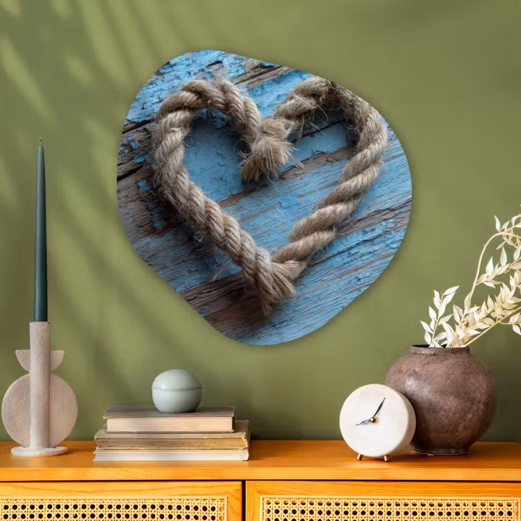 Organisch schilderij - Glas - Hart - Touw - Hout - Rustiek — 2