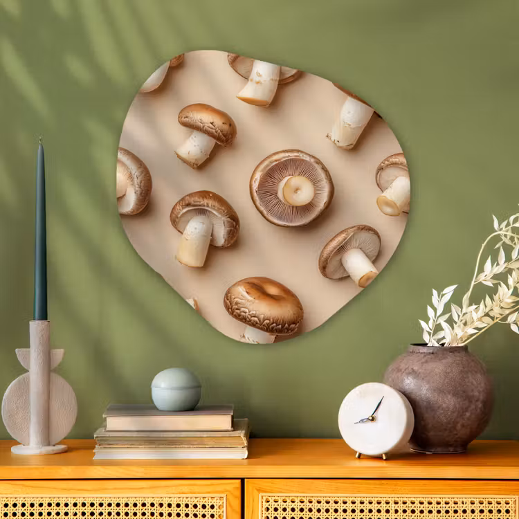 Organisch schilderij - Glas - Kastanje Champignons - Beige — 2