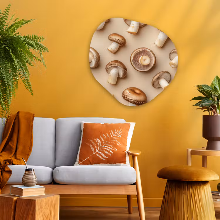 Organisch schilderij - Glas - Kastanje Champignons - Beige — 3