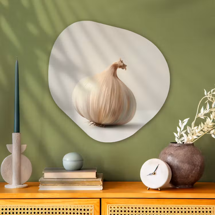 Organisch schilderij - Glas - Knoflook - Natuurlijk - Beige — 2