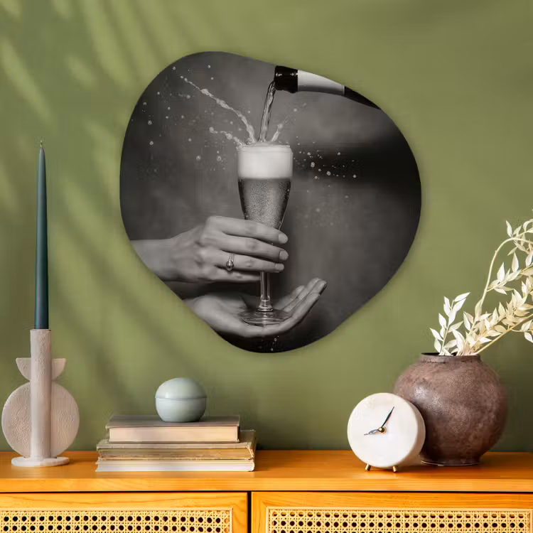 Organisch schilderij - Glas - Champagnefles - Glas - Minimalistisch - Spetters — 2