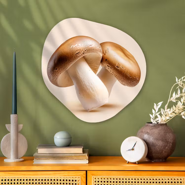 Organisch schilderij - Glas - Champignons - Zacht - Beige — 2