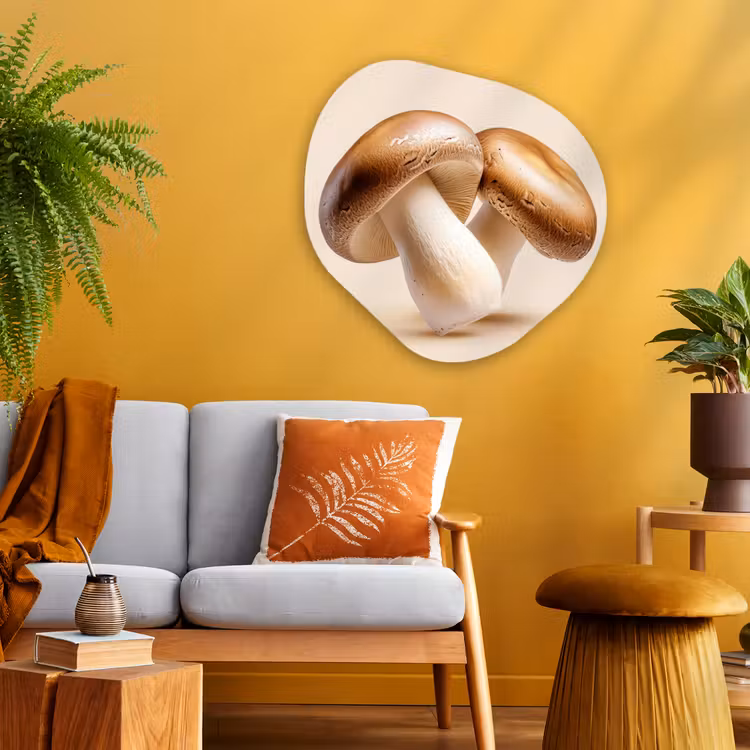 Organisch schilderij - Glas - Champignons - Zacht - Beige — 3