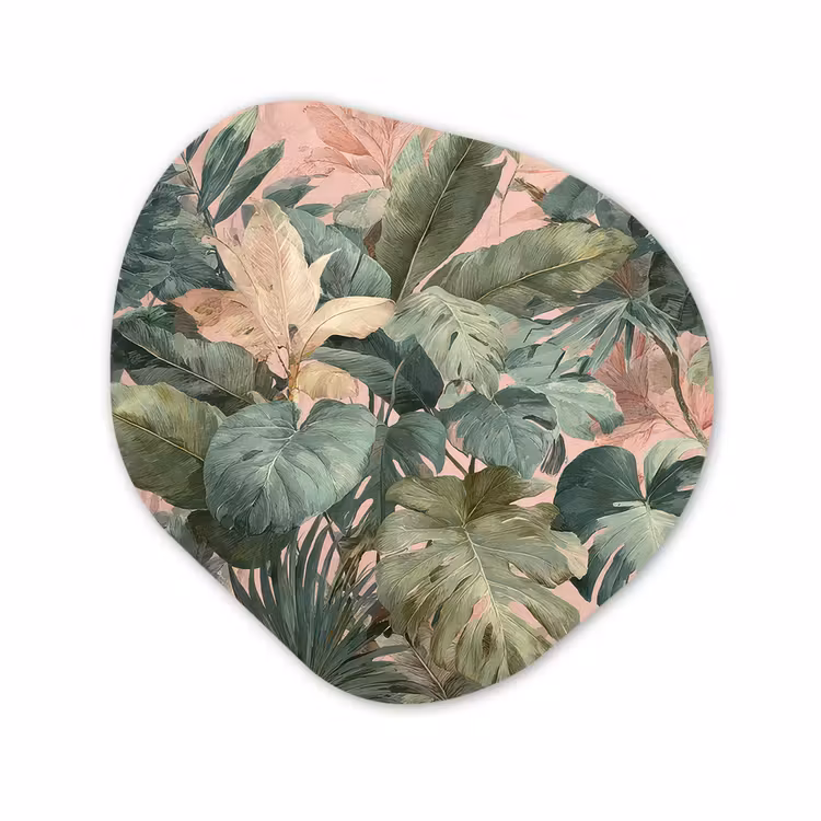 Organisch schilderij - Forex - Compositie van bladeren - Groen - Roze — 1