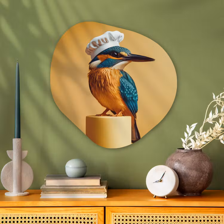 Organisch schilderij - Glas - Ijsvogel - Pilaar - Koksmuts - Vogel — 2