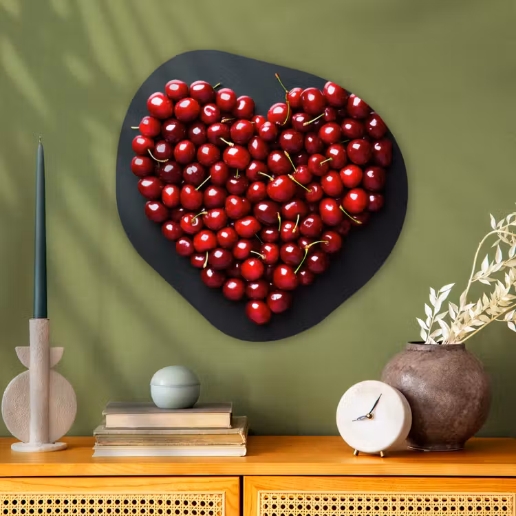 Organisch schilderij - Glas - Kersen - Hart - Rood - Zwart — 2