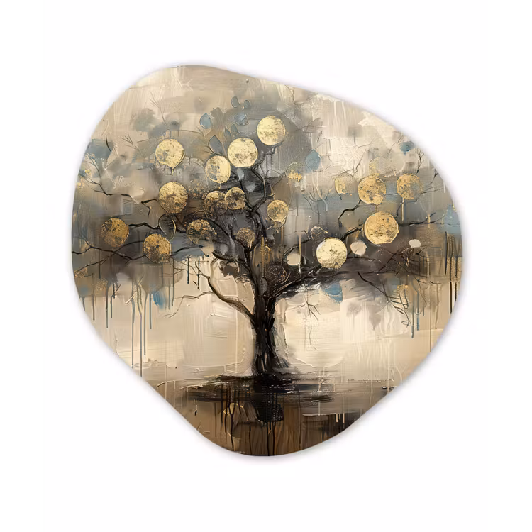 Organisch schilderij - Forex - Beige - Abstract - Boom - Goud — 1