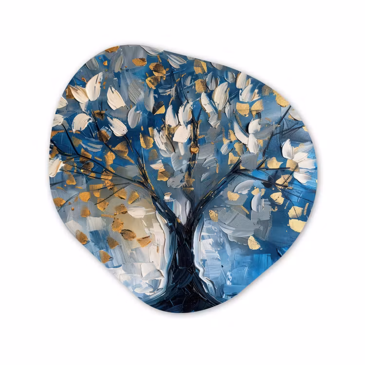 Organisch schilderij - Forex - Boom - Blauw - Goud - Abstract — 1