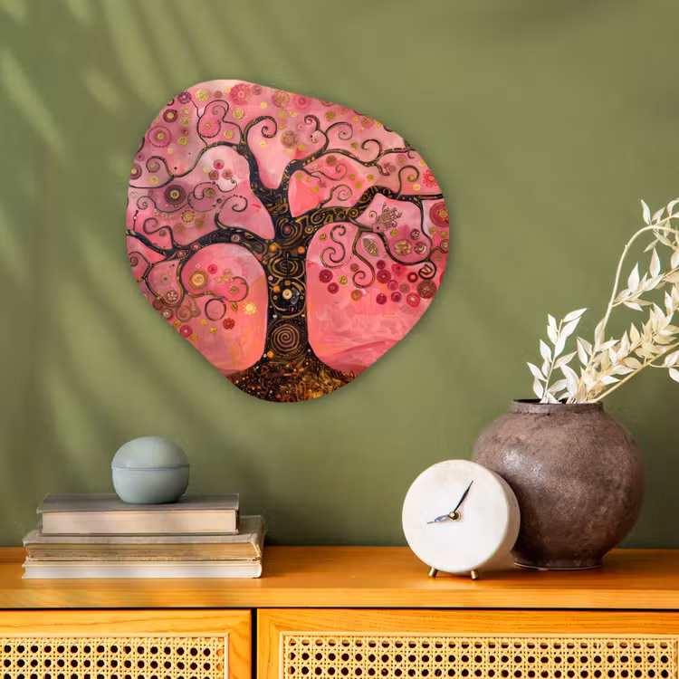 Organisch schilderij - Forex - Boom - Levensboom - Roze - Goud — 2
