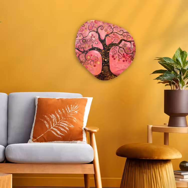 Organisch schilderij - Forex - Boom - Levensboom - Roze - Goud — 3