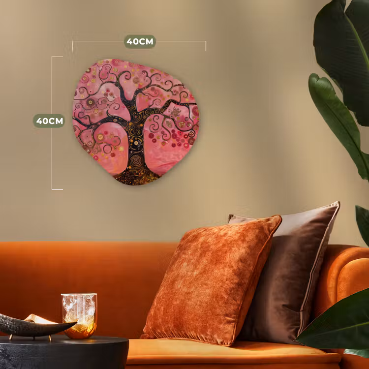 Organisch schilderij - Forex - Boom - Levensboom - Roze - Goud — 4