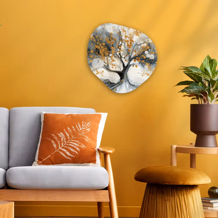 Organisch schilderij - Forex - Boom - Modern - Abstract - Goud - Zwart - Wit — 3