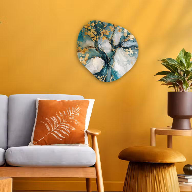 Organisch schilderij - Forex - Boom - Modern - Verflook - Turquoise - Goud — 3
