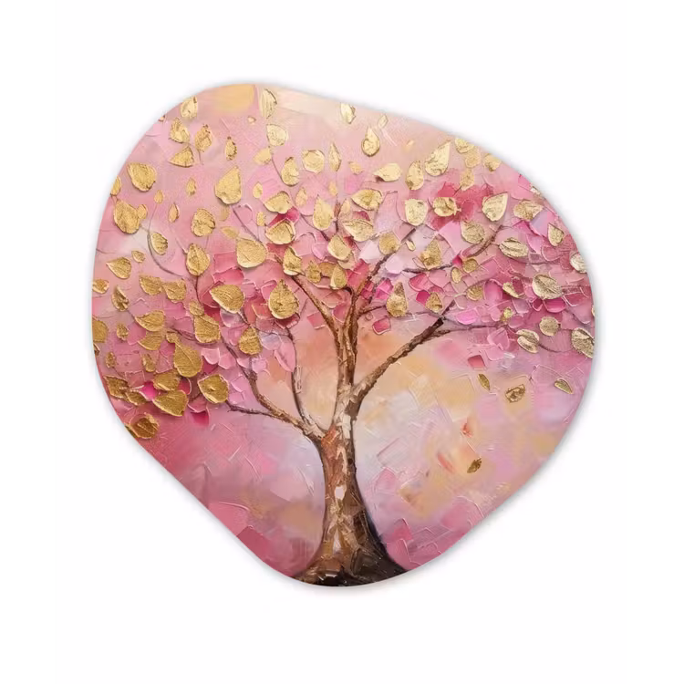 Organisch schilderij - Forex - Boom - Roze - Goud - Modern — 1