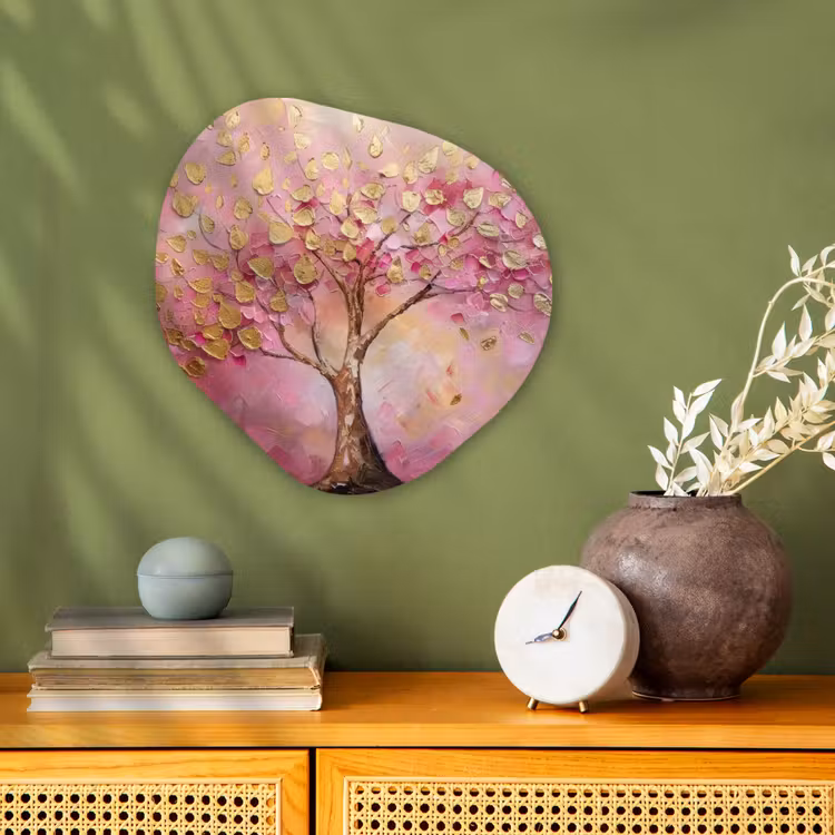 Organisch schilderij - Forex - Boom - Roze - Goud - Modern — 2