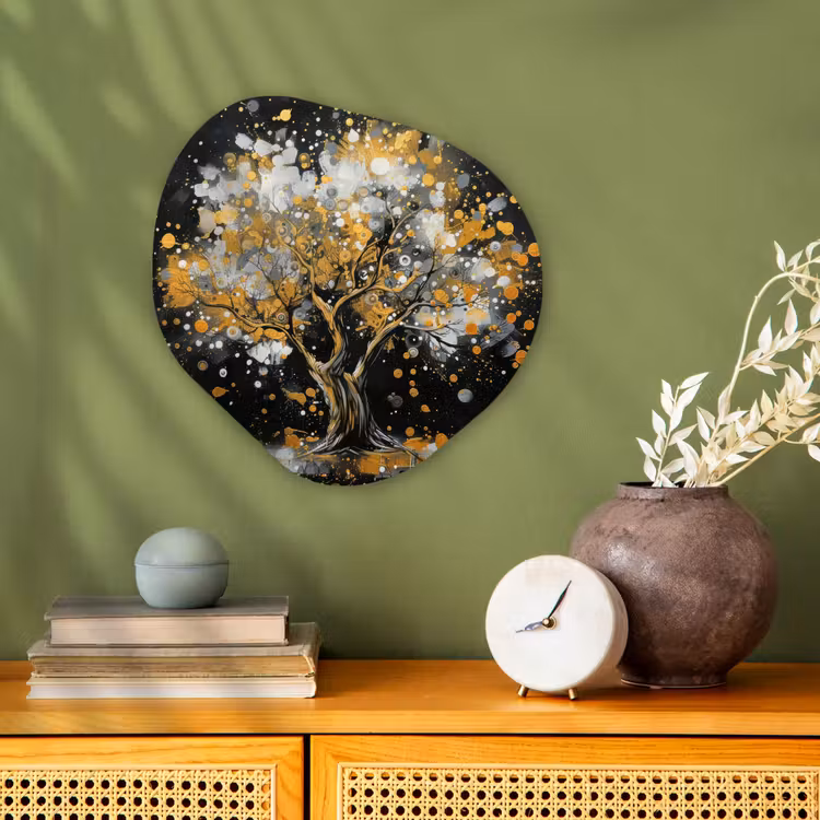 Organisch schilderij - Forex - Boom - Zwart - Goud - Wit - Modern — 2