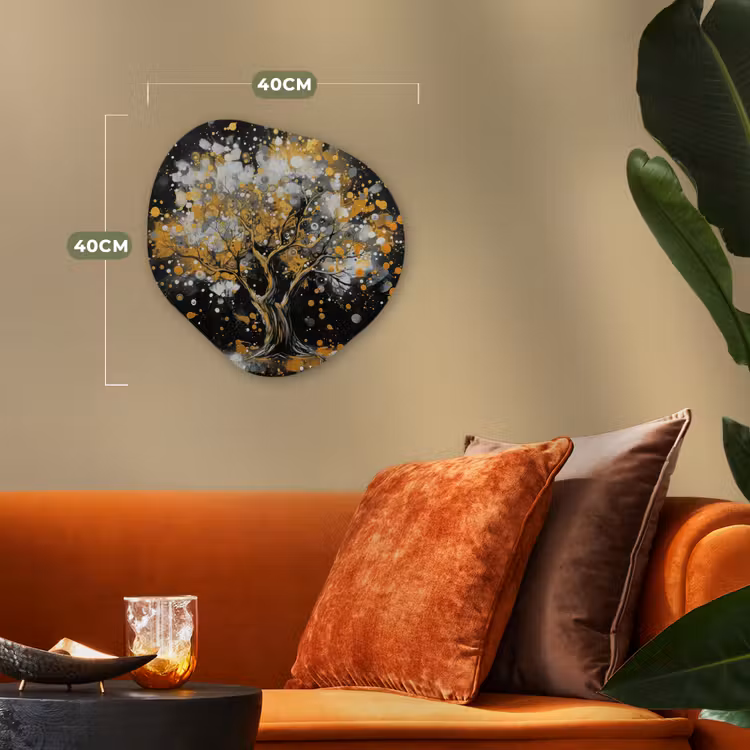 Organisch schilderij - Forex - Boom - Zwart - Goud - Wit - Modern — 4