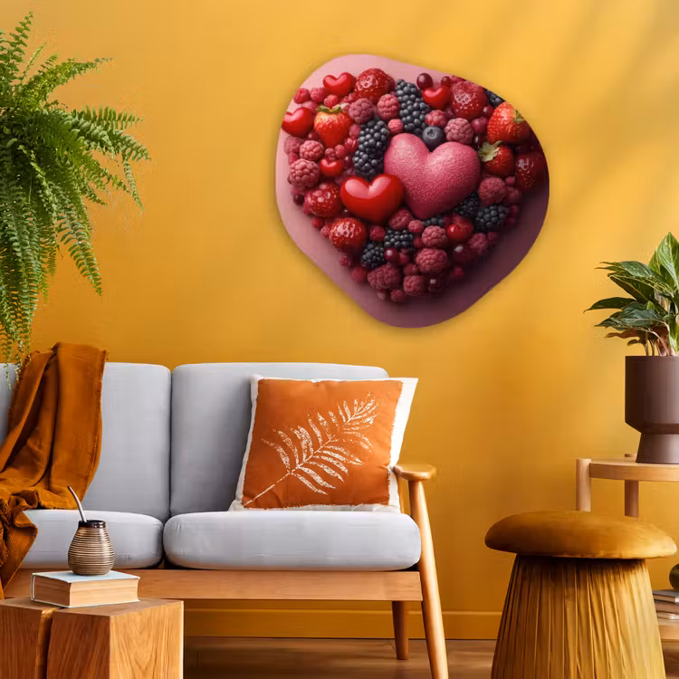 Organisch schilderij - Glas - Fruit - Hartjes - Aardbeien - Frambozen - Bosbessen — 3