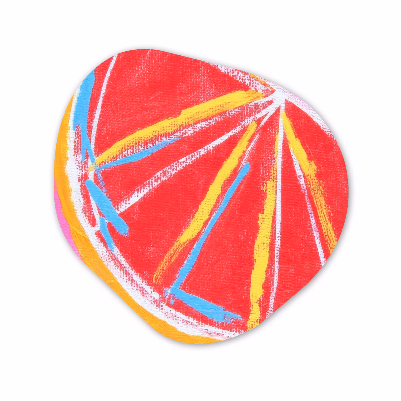 Organisch schilderij - Glas - Grapefruit - Geschilderd - Roze - Strepen — 1
