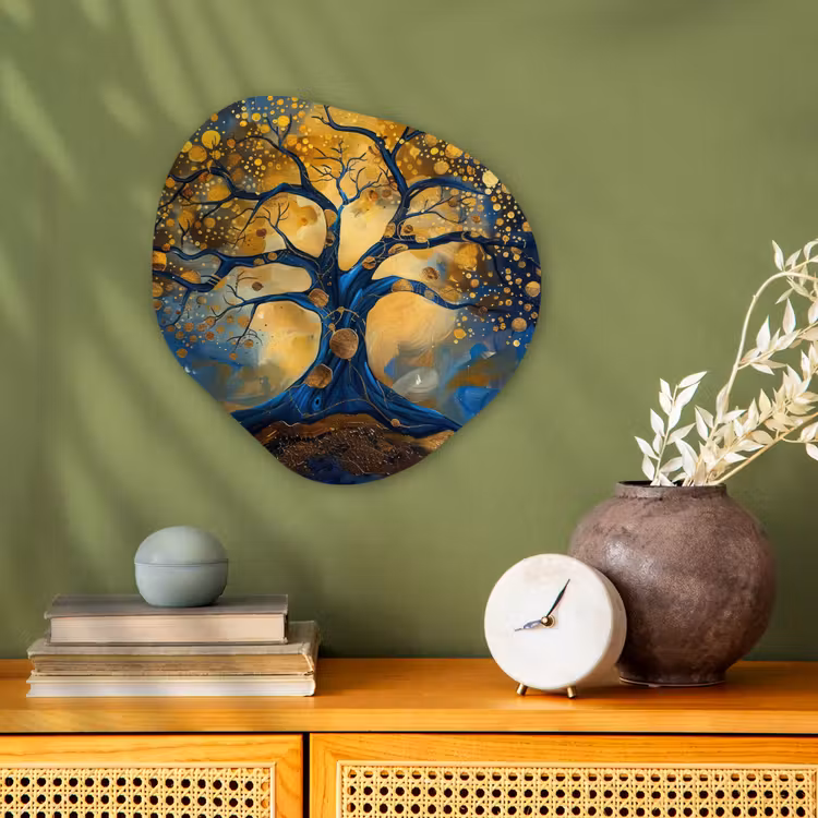 Organisch schilderij - Forex - Boom - Levensboom - Blauw - Goud — 2