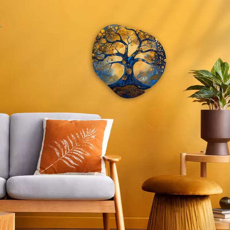 Organisch schilderij - Forex - Boom - Levensboom - Blauw - Goud — 3