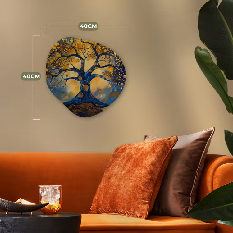 Organisch schilderij - Forex - Boom - Levensboom - Blauw - Goud — 4