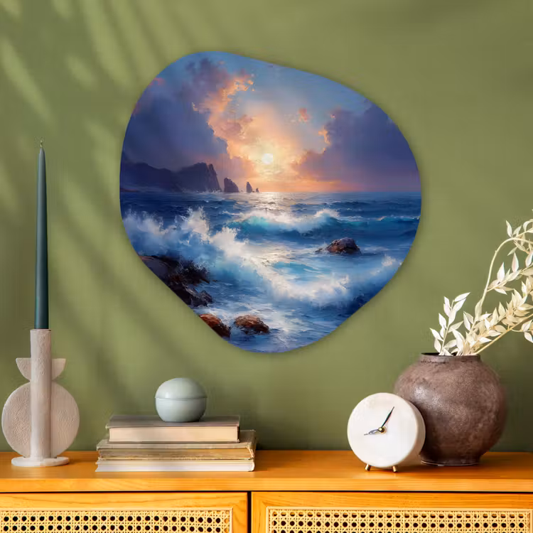 Organisch schilderij - Glas - Golven - Zee - Kleurrijk - Rotsen — 2