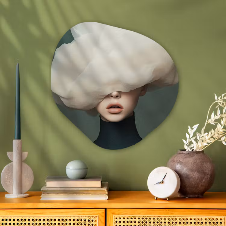 Organisch schilderij - Glas - Hoed - Vrouw - Beige — 2