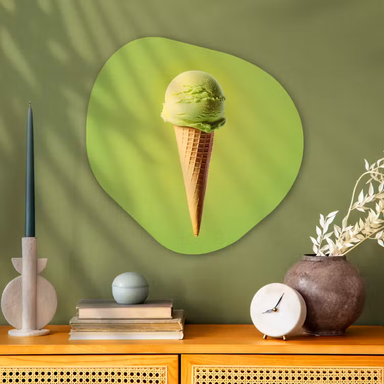 Organisch schilderij - Glas - Hoorntje - Schepijs - Groen — 2