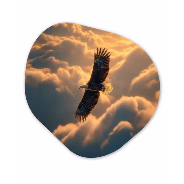Organisch schilderij - Forex - Adelaar - Wolken - Zon — 1