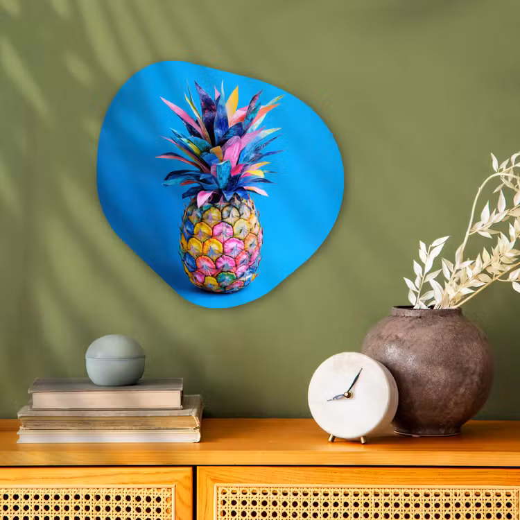 Organisch schilderij - Forex - Ananas - Blauw - Tropisch - Vrolijk — 2