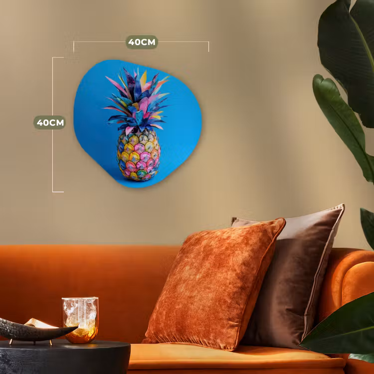 Organisch schilderij - Forex - Ananas - Blauw - Tropisch - Vrolijk — 4