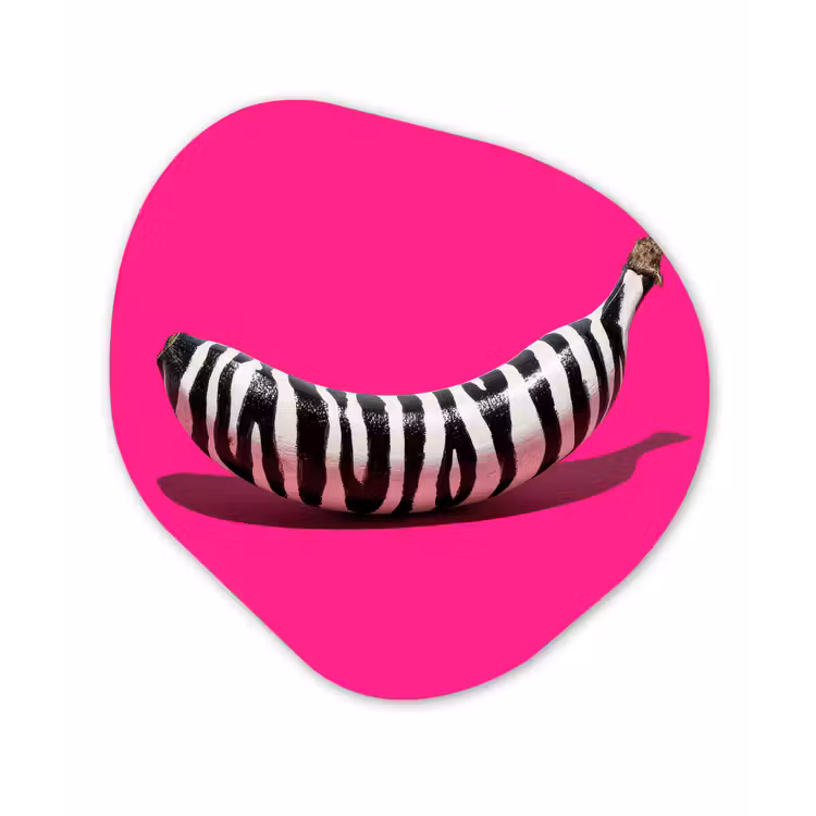Organisch schilderij - Forex - Banaan - Zebraprint - Roze — 1