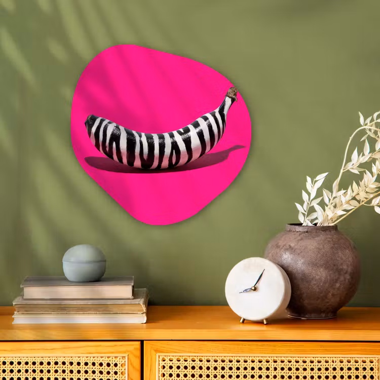 Organisch schilderij - Forex - Banaan - Zebraprint - Roze — 2