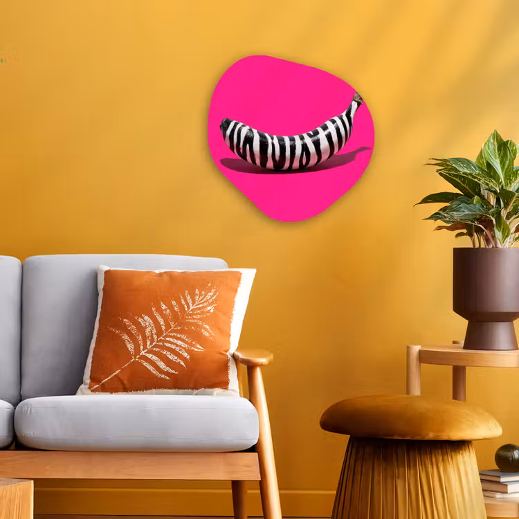 Organisch schilderij - Forex - Banaan - Zebraprint - Roze — 3