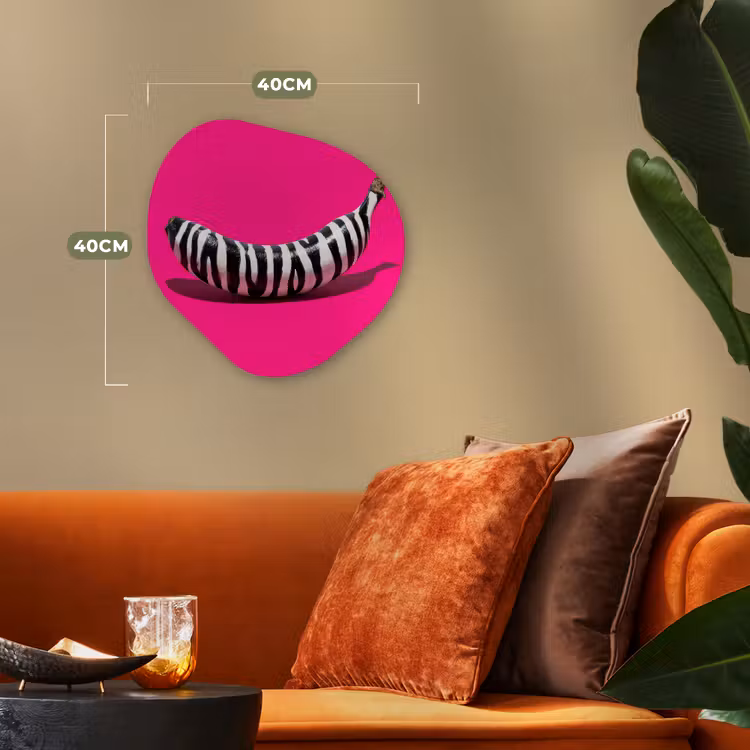 Organisch schilderij - Forex - Banaan - Zebraprint - Roze — 4