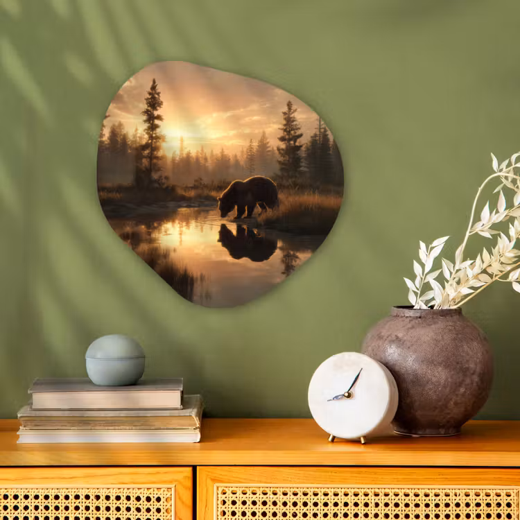 Organisch schilderij - Forex - Beer - water - Bos - Ochtendlicht — 2