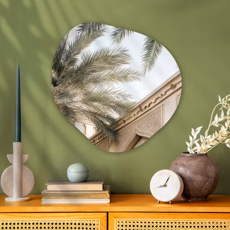 Organisch schilderij - Glas - Gebouw - Palmbomen - Beige - Zon — 2
