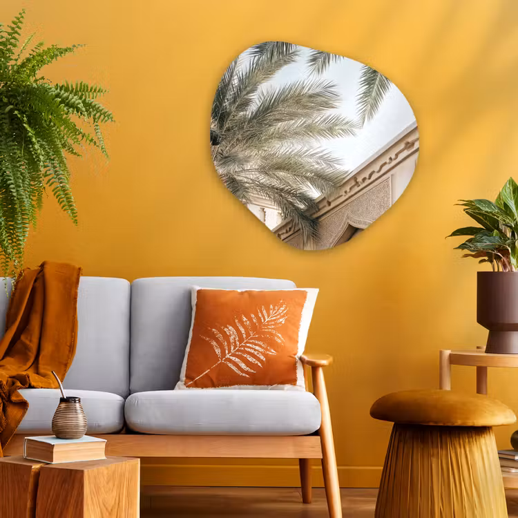 Organisch schilderij - Glas - Gebouw - Palmbomen - Beige - Zon — 3
