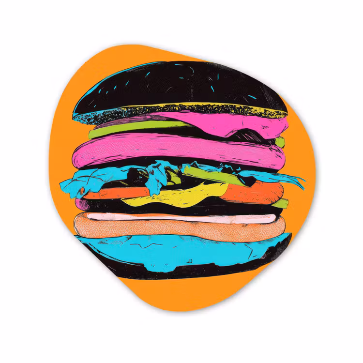 Organisch schilderij - Forex - Hamburger - Kleurrijk - Speels — 1