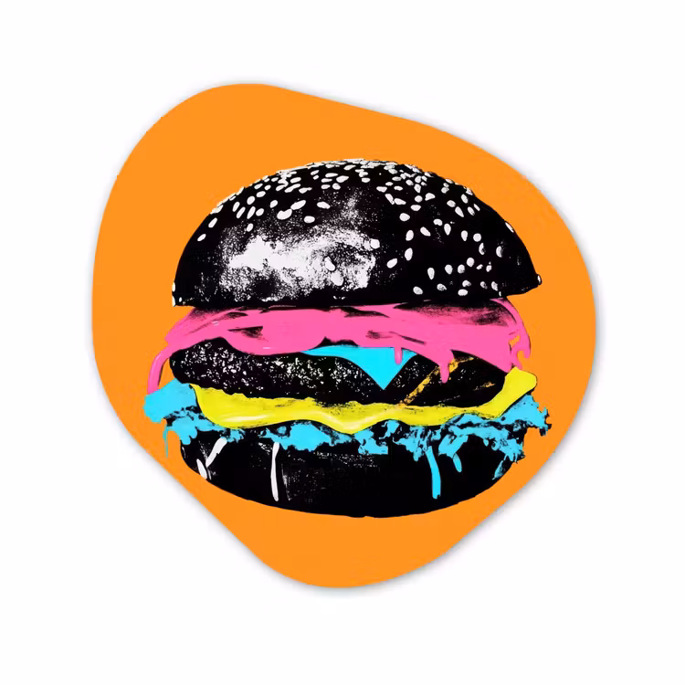 Organisch schilderij - Forex - Hamburger - Oranje - Neon - popart — 1