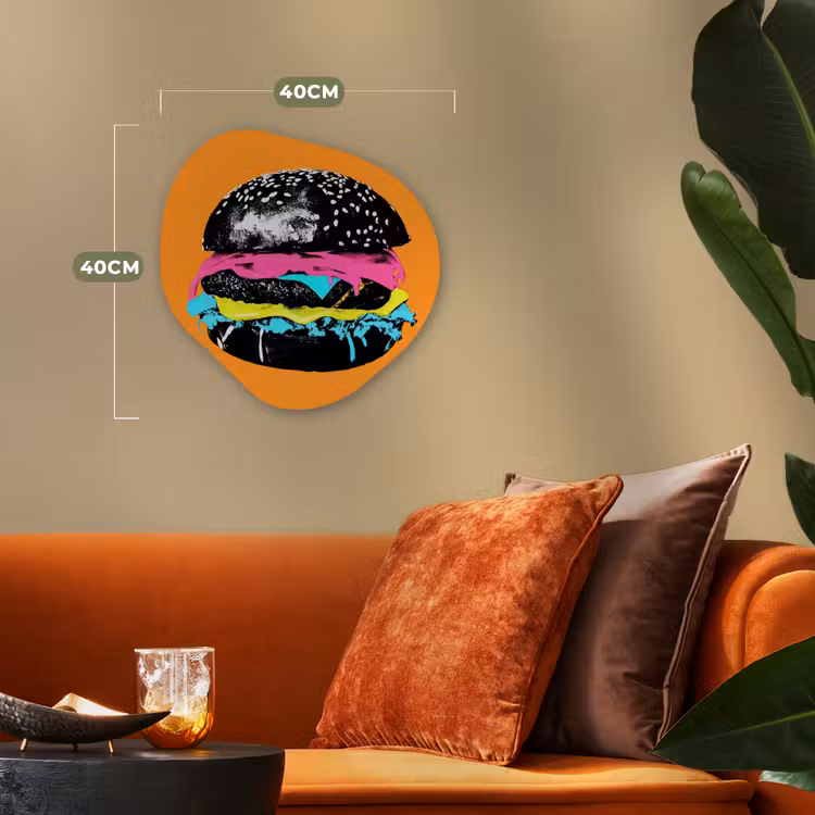 Organisch schilderij - Forex - Hamburger - Oranje - Neon - popart — 4