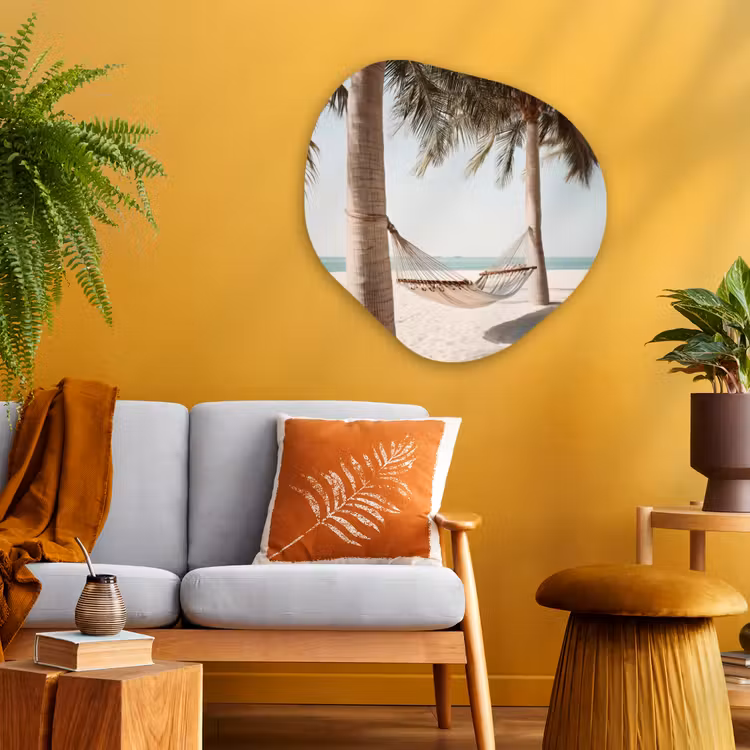 Organisch schilderij - Glas - Hangmat - Palmbomen - Strand - Zee — 3