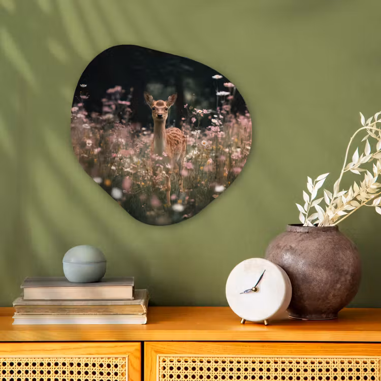 Organisch schilderij - Forex - Hert - Wilde bloemen - Bos — 2