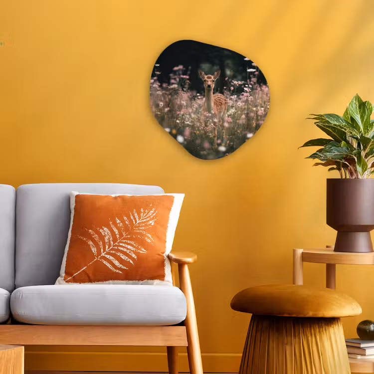 Organisch schilderij - Forex - Hert - Wilde bloemen - Bos — 3