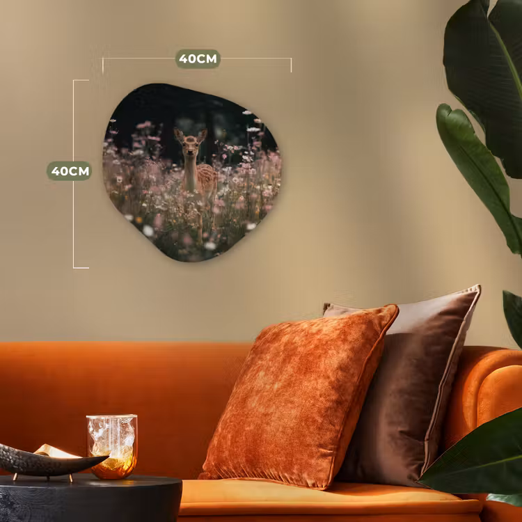 Organisch schilderij - Forex - Hert - Wilde bloemen - Bos — 4