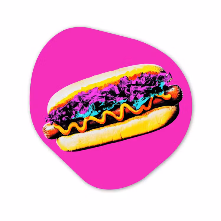 Organisch schilderij - Forex - Hotdog - Roze - Retro — 1