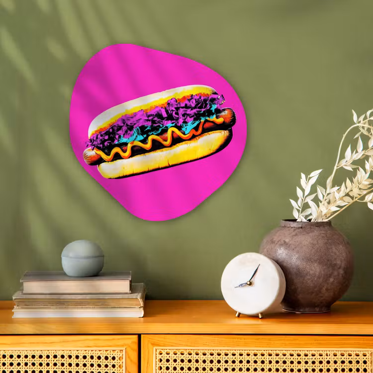 Organisch schilderij - Forex - Hotdog - Roze - Retro — 2