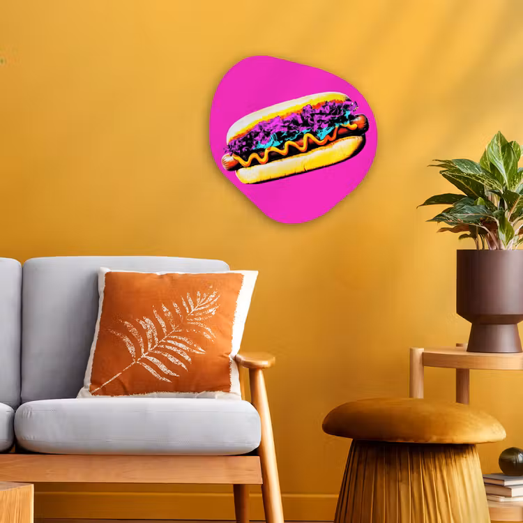Organisch schilderij - Forex - Hotdog - Roze - Retro — 3