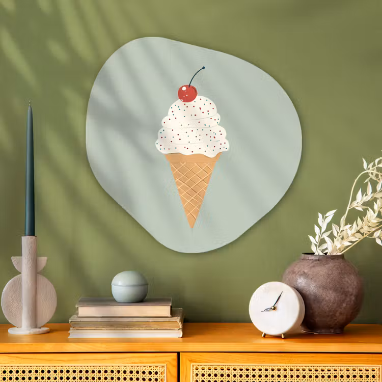 Organisch schilderij - Glas - Illustratie - Ijsje - Spikkels - Kers — 2